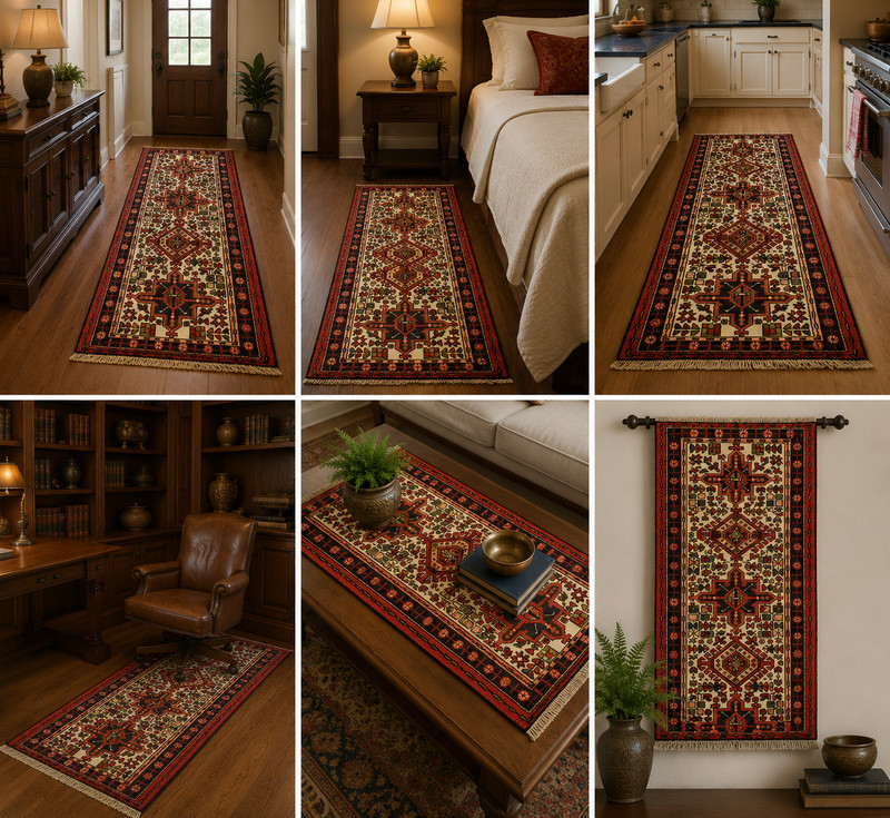 NATURAL WOOL Old Oriental Rugs,Hand Woven,knotted size Approximately2'10" × 6'1" gallery