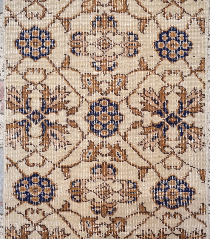 Turkish Carpet 1x9 Size Oushak Oriental Runner Vintage Hallway Kitchen Beige Rug gallery