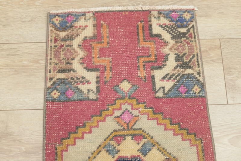 Vintage Handwoven Red Doormat Rug Traditional Oushak Ethnic Wool Carpet 2x3 ft gallery