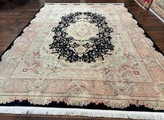 Pak Per’sian Tab’riz Rug 8.6 x 11.6 Black Traditional Elegant Formal 225 KPSI