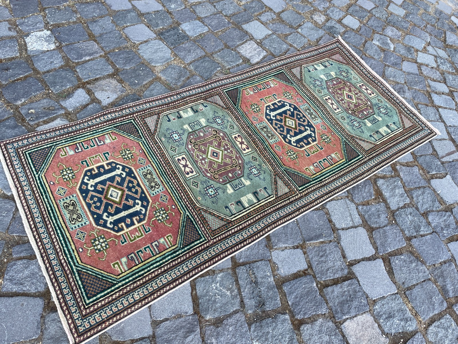 Turkish Vintage Rug Handmade Wool Rug Bohemian Runner Rug Home Rug2,0 x 4,7 ft gallery