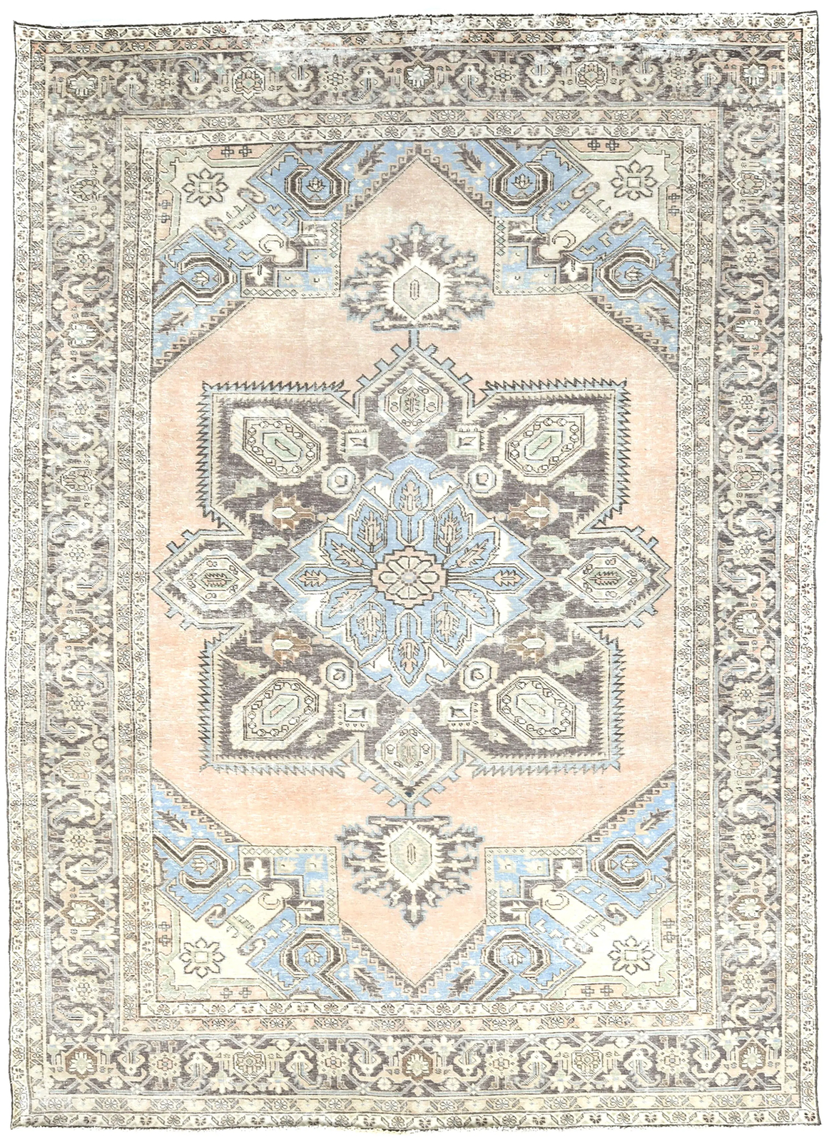 Antique Vintage Distressed Oriental Rug Classic Floral Design Carpet 8'6X12'4 ft gallery