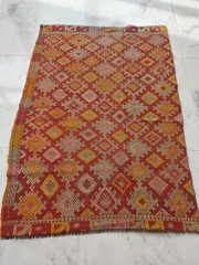 1850s Handwoven Real Antique Carpet Rug Fragment Multicolor Historical Rug