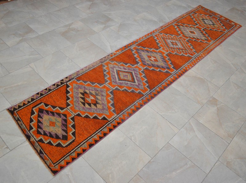 Turkish Runner Rug, Hand Made Rug, Tribal Wool Rug, Ethnic Runner Rug 3 x 11 ft gallery