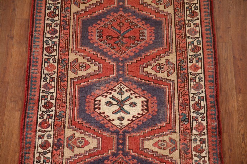 Handmade Wool Rust Red Runner Rug 4x10 Vintage Tribal Traditional Hallway Carpet gallery
