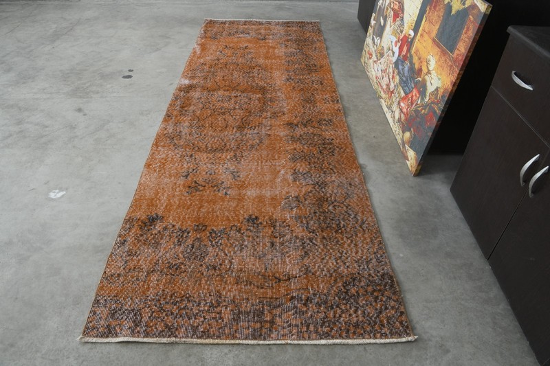 3x9 turkish runner rug, hand-knotted vintage oushak rug runner, boho decor,220 gallery