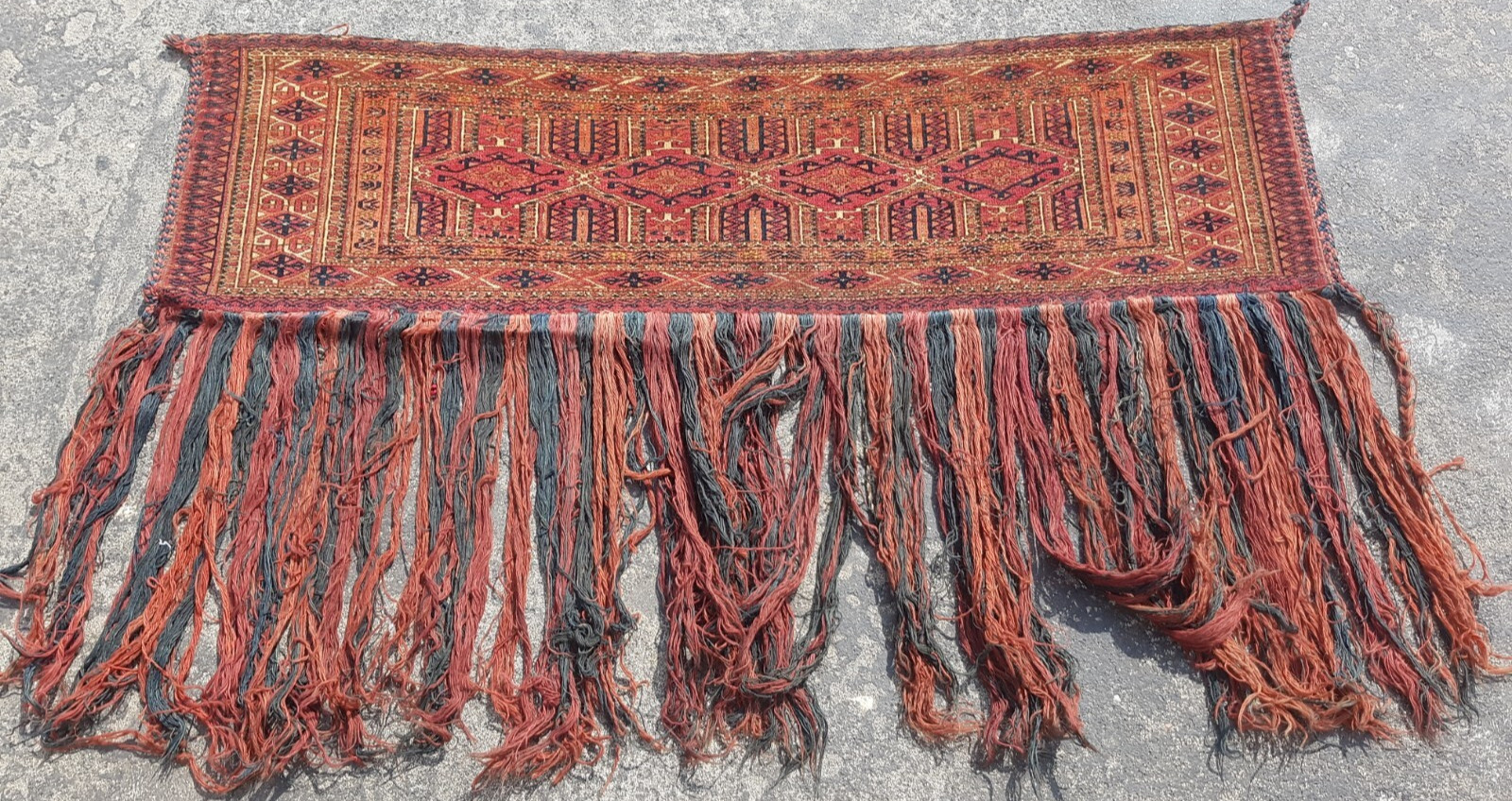 Vintage Hand Made Traditional Rug Oriental Wool Multicolor Carpet 36x132 cm gallery