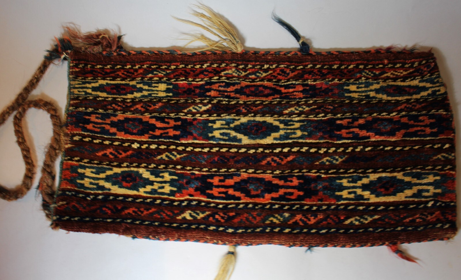 Antique Finely Woven Turkman or Kazak Central Asian Bag c. 1925 (11" x 22") gallery