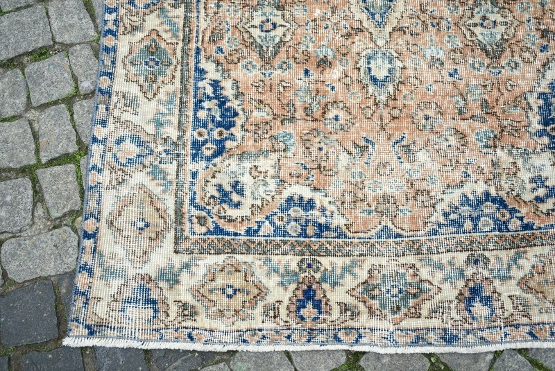 Oushak Rug 3'8 x 6'5 ft Muted Dye Turkish Kilim Vintage Wool Low Pile Oushak Rug gallery