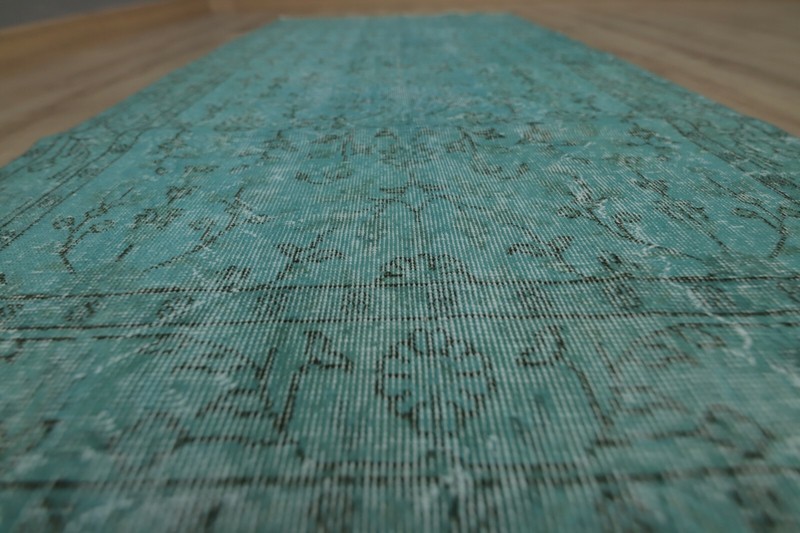 Anatolian Blue Oriental Carpet Traditional Handwoven Ethnic Overdyed Rug 4x8 ft gallery