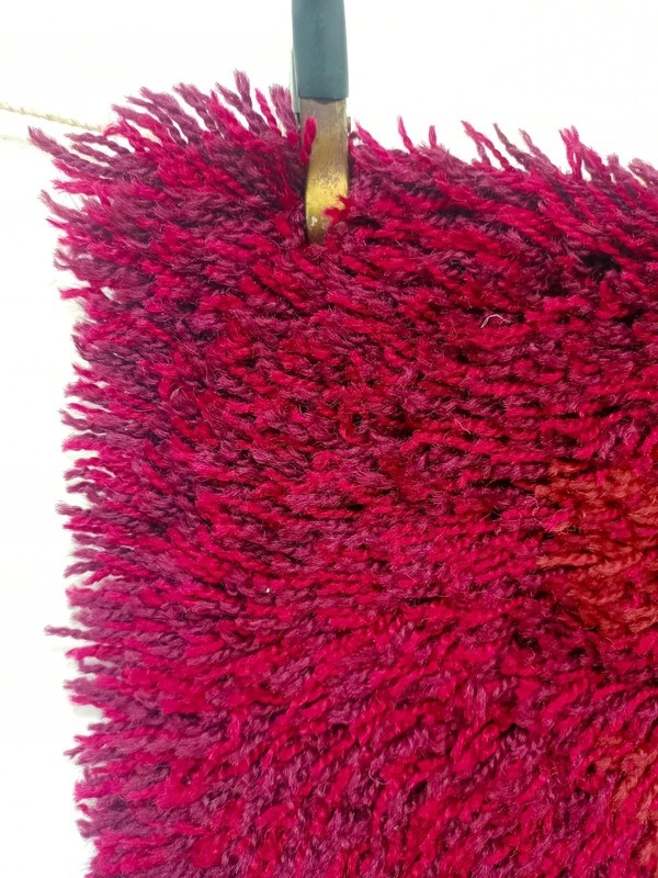 Vintage Beautiful Hand Knotted Mid Century Swedish Rya Shag Rug Carpet 102x55 Cm gallery