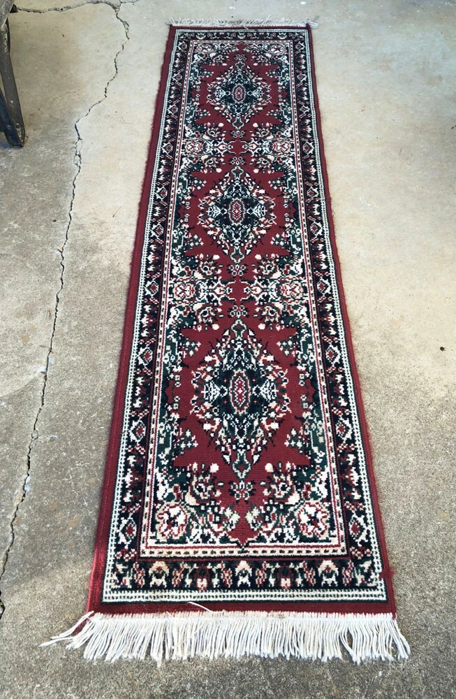 Vintage Oriental / Middle Eastern-Style Runner Rug - 94"x23" w/2 1/2" Fringe