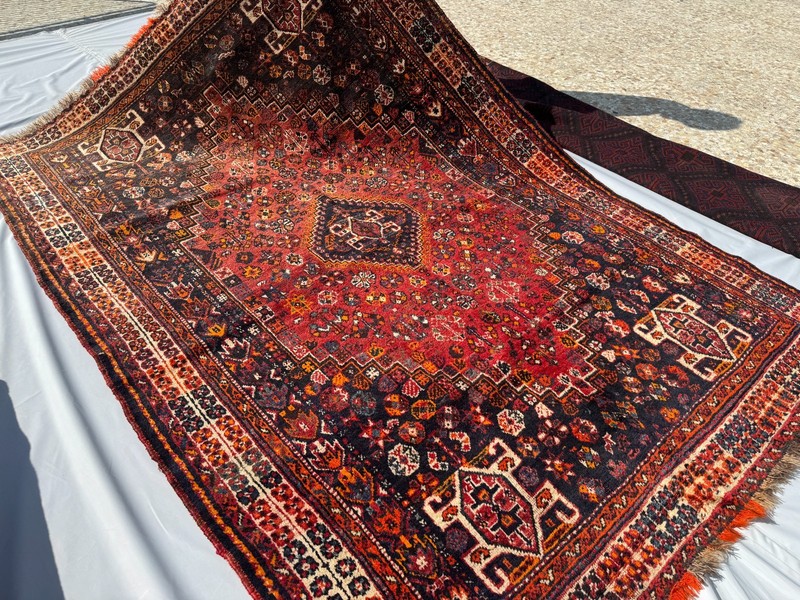 Terracotta Caucasian Muted Tribal Rug 6x8 ft Red Geometric Persian Faded Carpet gallery