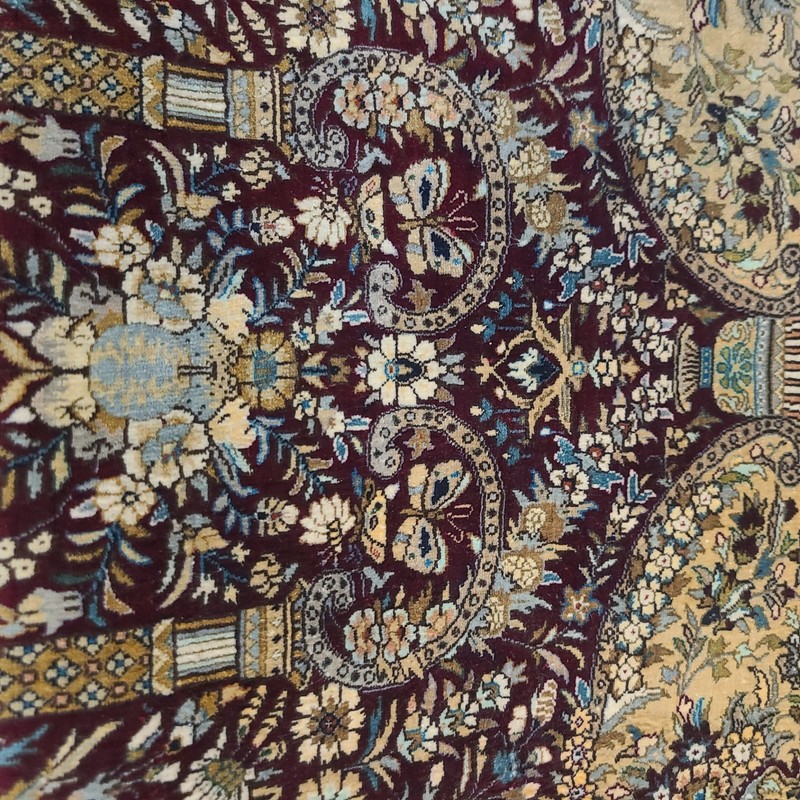 Silk Prayer Rug 37 X24 in Turkish Hereke Handmade Vintage Fine Carpet gallery
