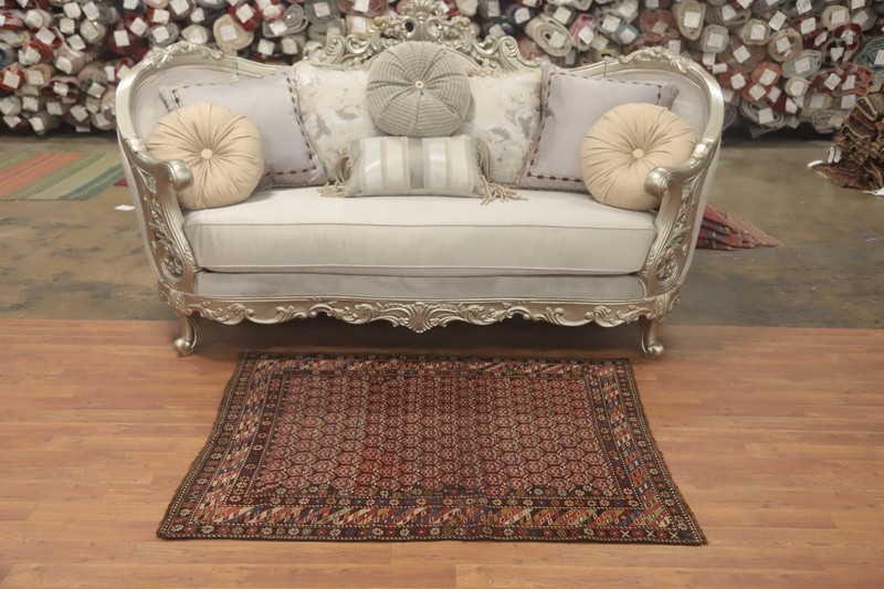 Hand-Knotted Wool Carpet Tribal Pre-1900 Antique Kazak Vegetable Dye Rug 4x4 Ft gallery