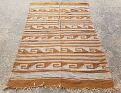 Antique Mexican Handwoven Native American Indian Rug Wool Carpet 194×132 cm