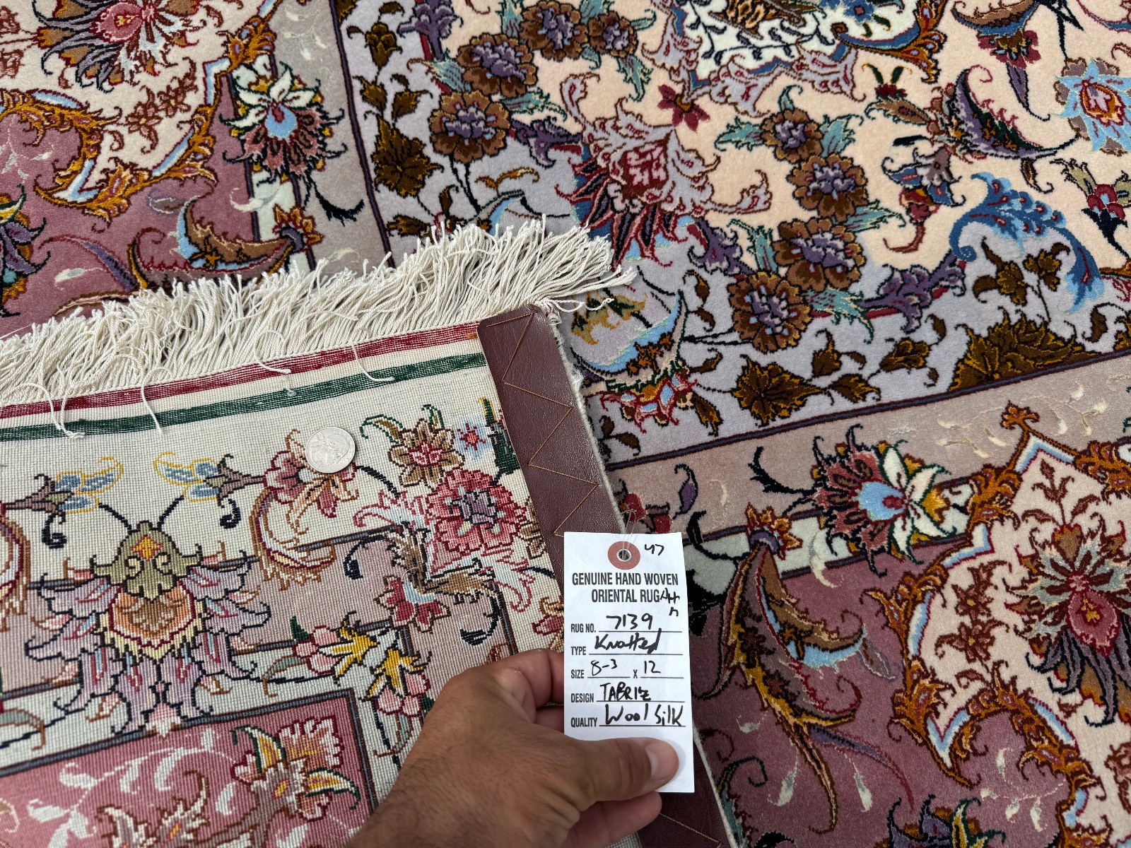 FINE ORIENTAL RUG WOOL SILK 8x12 VINTAGE HANDMADE HAND-KNOTTED COLORFUL 9x12 ft gallery