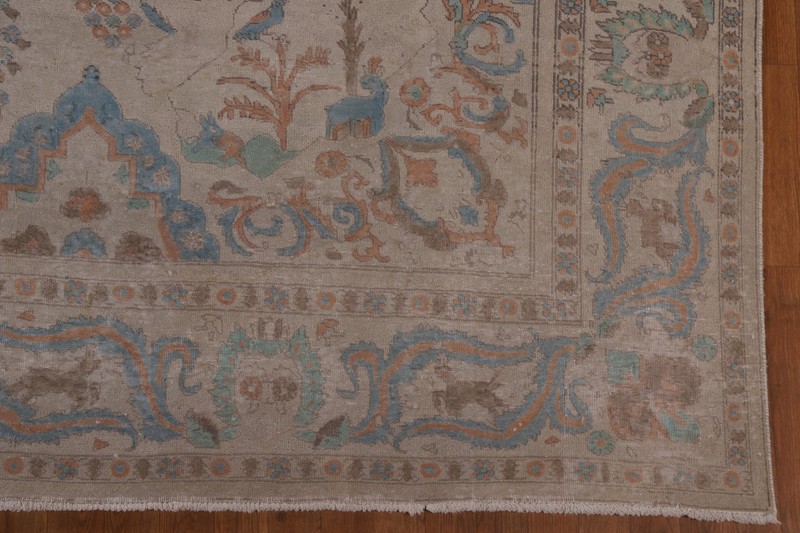 Semi-Antique Floral Tebriz Traditional Handmad Area Rug 10x13 Living Room Carpet gallery