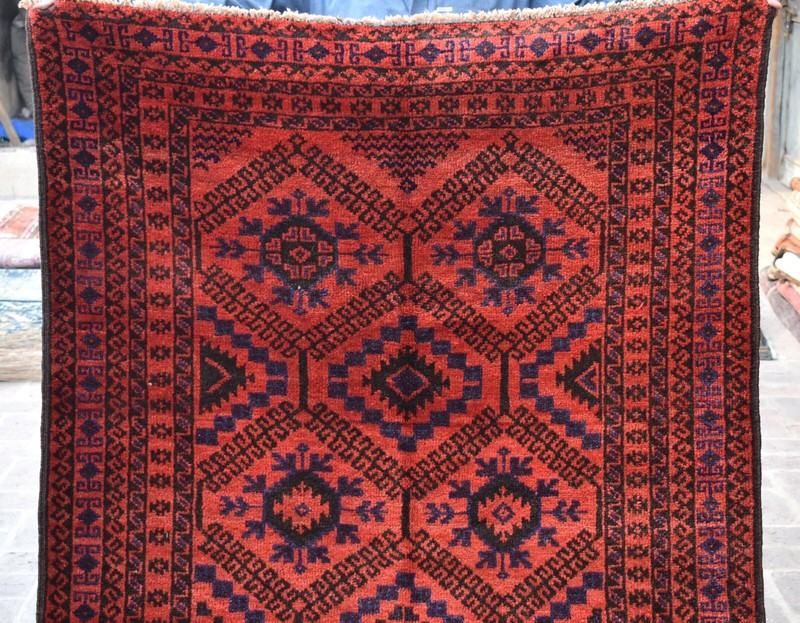 4x12 ft Vintage Afghan Baluchi Oriental Runner Rug Hand Knotted Wide Hallway Rug gallery