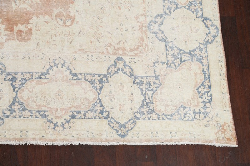 Muted Distressed Area Rug 10x13 Traditional Hand-knotted Wool Geometric Carpet gallery