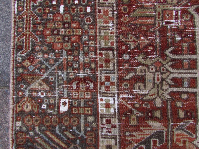 Antique Hand Made Traditional Oriental Wool Faded Red Grey Rug 188x131cm gallery