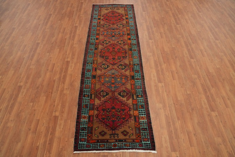 Traditional Geometric Pattern Handmade Wool Rug Runner 3x11 ft Vintage Carpet gallery