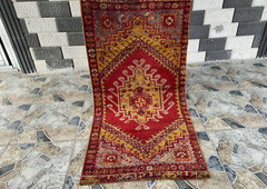 Handmade Turkish Vintage Rug | 1970s Wool Tribal Farmhouse Antique Small Carpet
