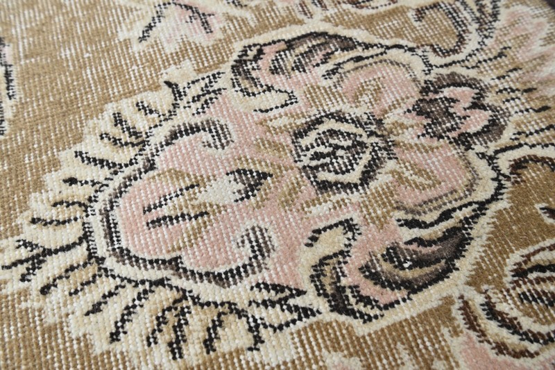 Vintage Turkish Runner Rug 2x10ft Wool Anatolian Handmade Hallway Oushak GOLD gallery