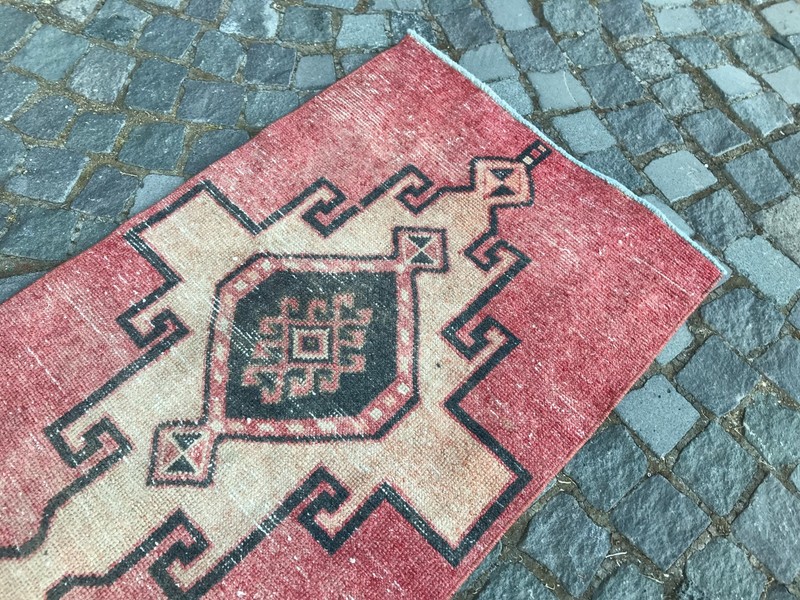 Turkish Vintage Rug Handmade Wool Rug Bohemian Runner Rug Home Rug 2,4 x 6,2 ft gallery