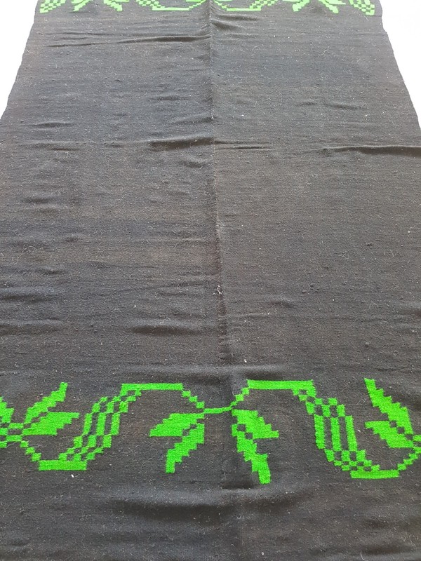 Vintage Handmade Turkish Tribal Embroidered Wool Kilim Rug 232x149 cm gallery