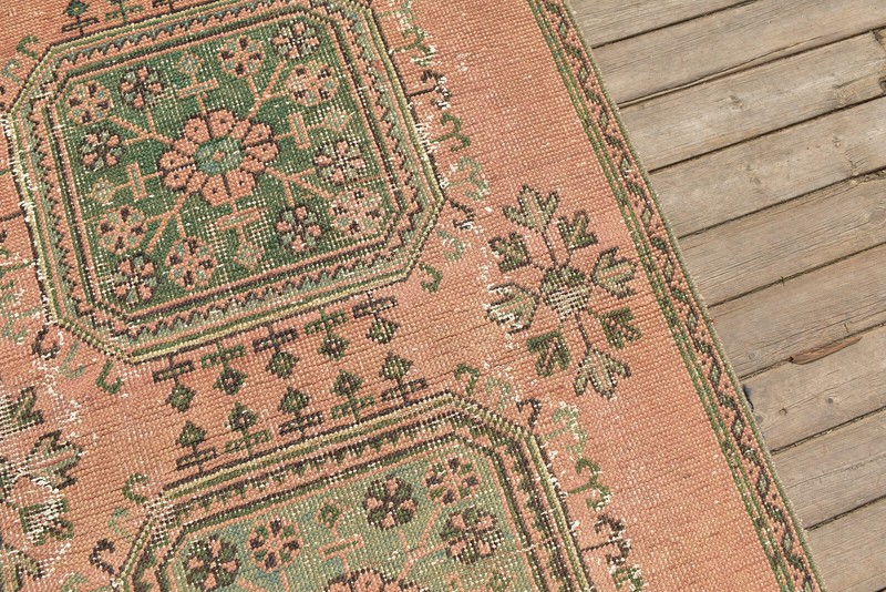 Turkish Rug 3x7 Oushak Oriental Runner Vintage Pink Hallway Carpet 39''x94'' gallery