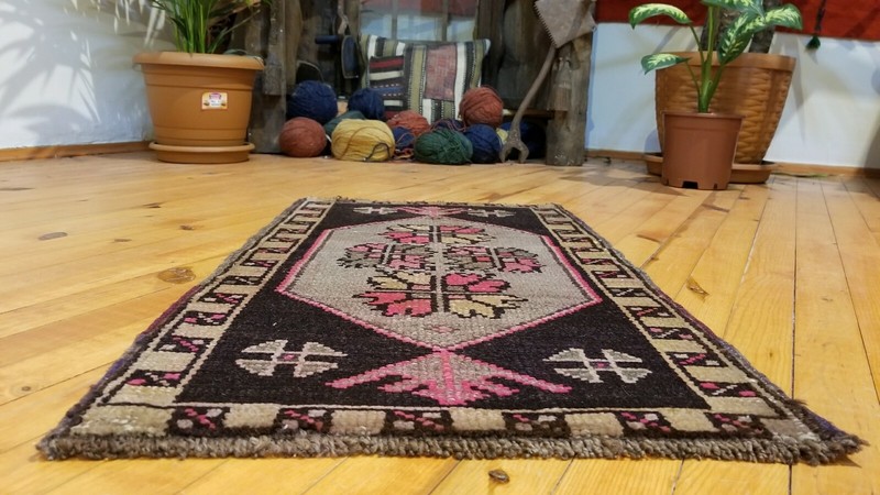 Vintage 1970-1980s Turkish Tribal Rug 1'5" × 2'7" gallery