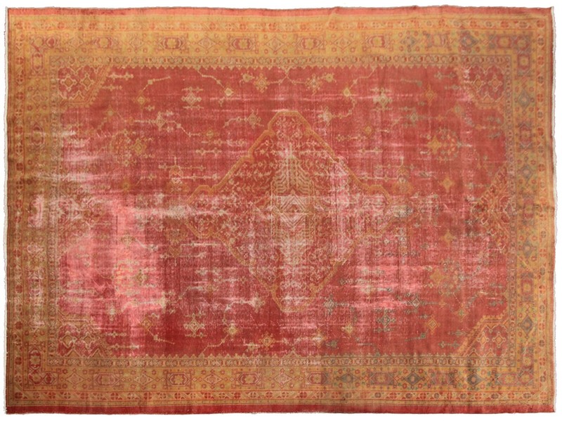 10x12 Rare Antique Turkish Oushak Rug "Shabby Chic" 300cm x 345cm c.1870 gallery