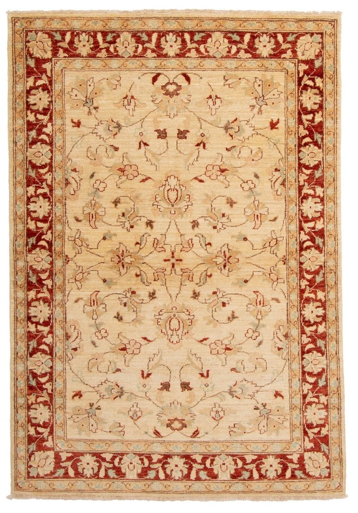 Vintage 4'1" x 5'10" Traditional Hand Knotted Vegetable Dye Wool Area Rug