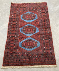 Vintage Traditional Hand-knotted Geometric Oriental Wool Rug Carpet 150×95 cm