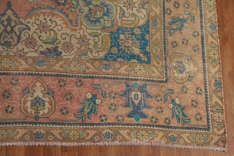 Vintage Muted Rust Handmade Wool Tebriz Traditional Living Room Area Rug 10x13 gallery