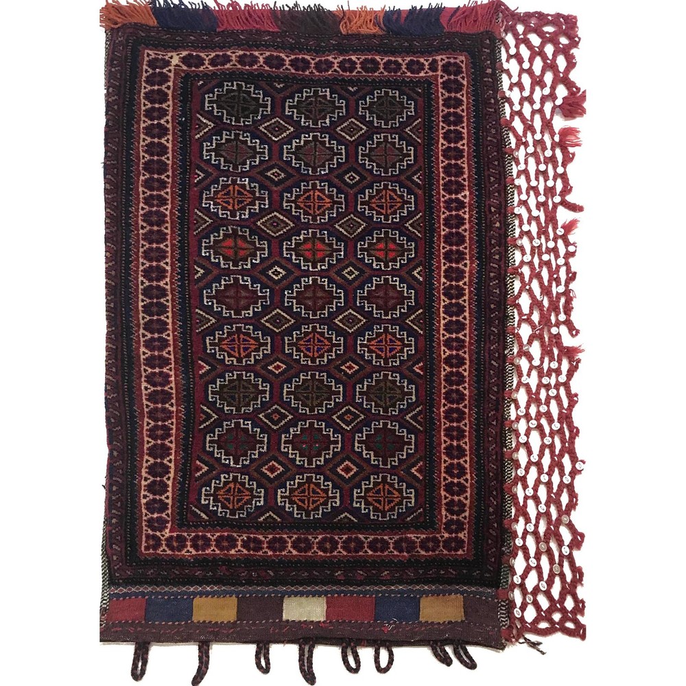 Vintage Handmade Rug Tribal Afghan Oriental Balisht Carpet, 1'11 x 3'1 ft B35768