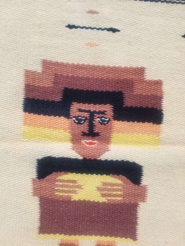 Fine Vintage Traditional Hand Made Mexican Wool Multicolor Kilim 100x49cm gallery