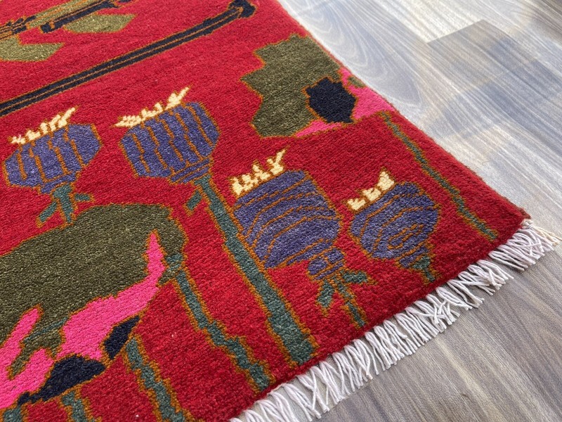 TRADITIONAL AFGHAN WAR RUG TRIBAL ART RUG Wool Rug Opiume 79x59 cm #149 gallery