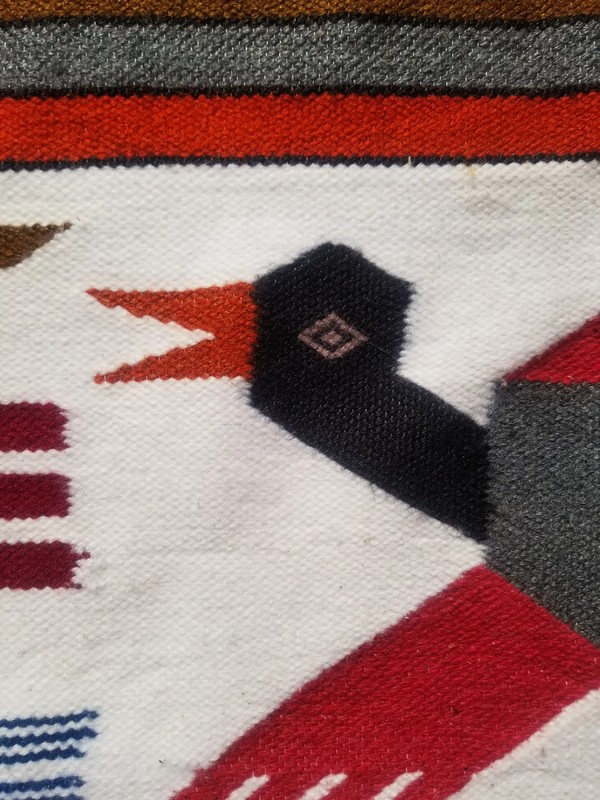 Vintage Traditional Handmade Ecuadorian Pictorial Wool Blue Kilim 5x3.11ft gallery