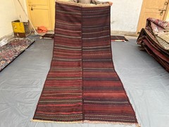 5×10 Vintage Afghan Hand-Woven Kilim Runner Rug, Geometric Oriental Hallway Rug