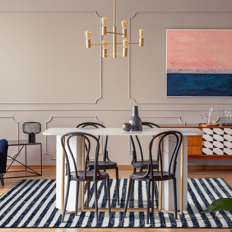 Moroccan Area Rugs Navy Striped Modern Living Room Carpet Quality Large Carpets gallery