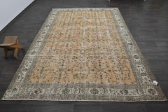 Oushak Turkish Vintage Rug 7×10 Kilim Rug Anatolian Handmade Boho Decor ORANGE