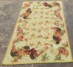 Vintage French Floral Needlepoint Handmade Multicolor Rug Wool Carpet 180×116 cm