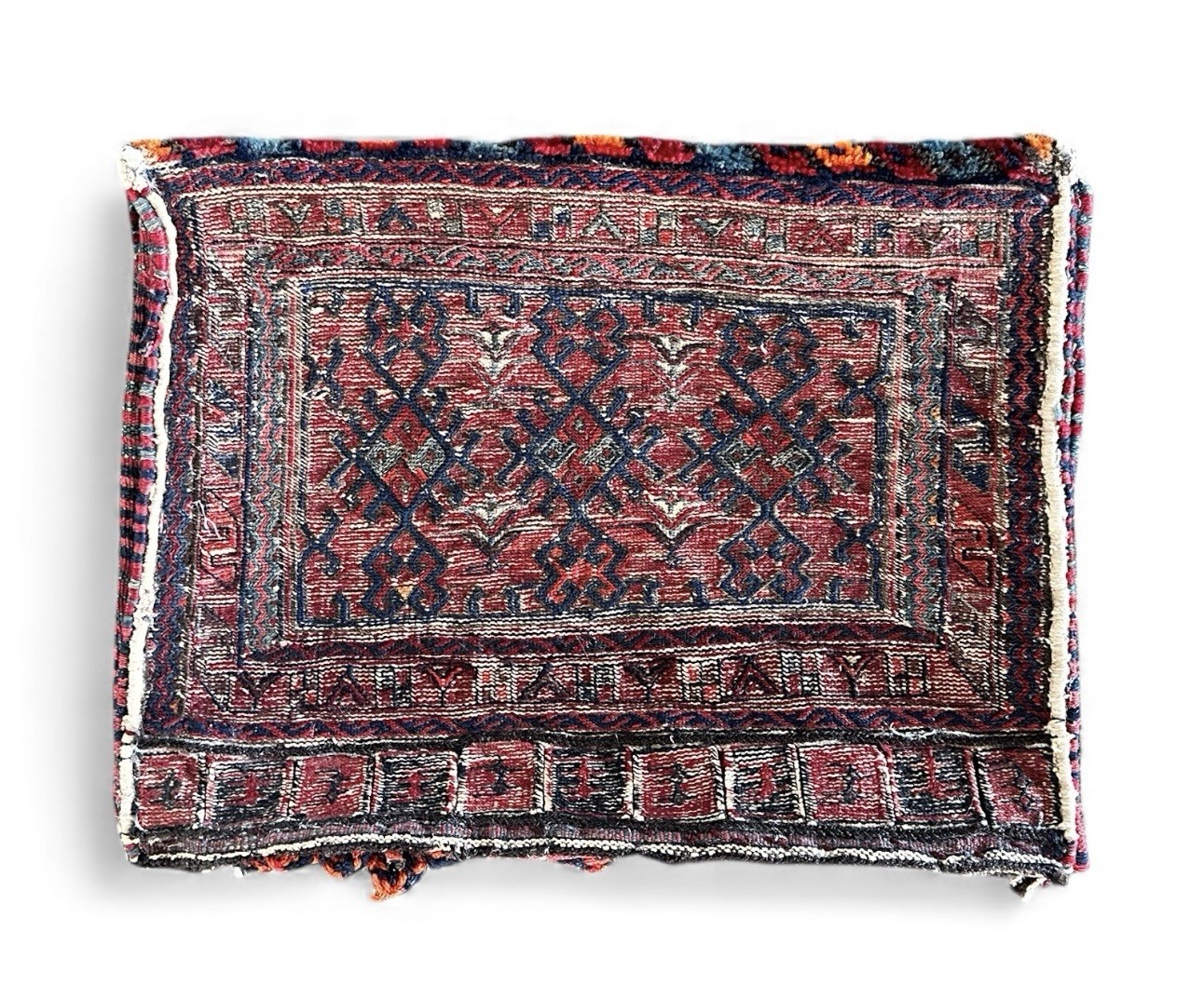 Tribal Saddle Bag red and blue geometric circa 1920 1930s gallery