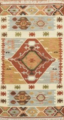 Handwoven 3×5 Geometric Multicolor Modern Wool Oriental Accent Rug
