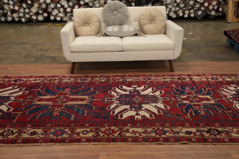 Vegetable Dye Red Wool Area Rug 5x14 Tribnal Hand-made Home Decor Vintage Carpet gallery