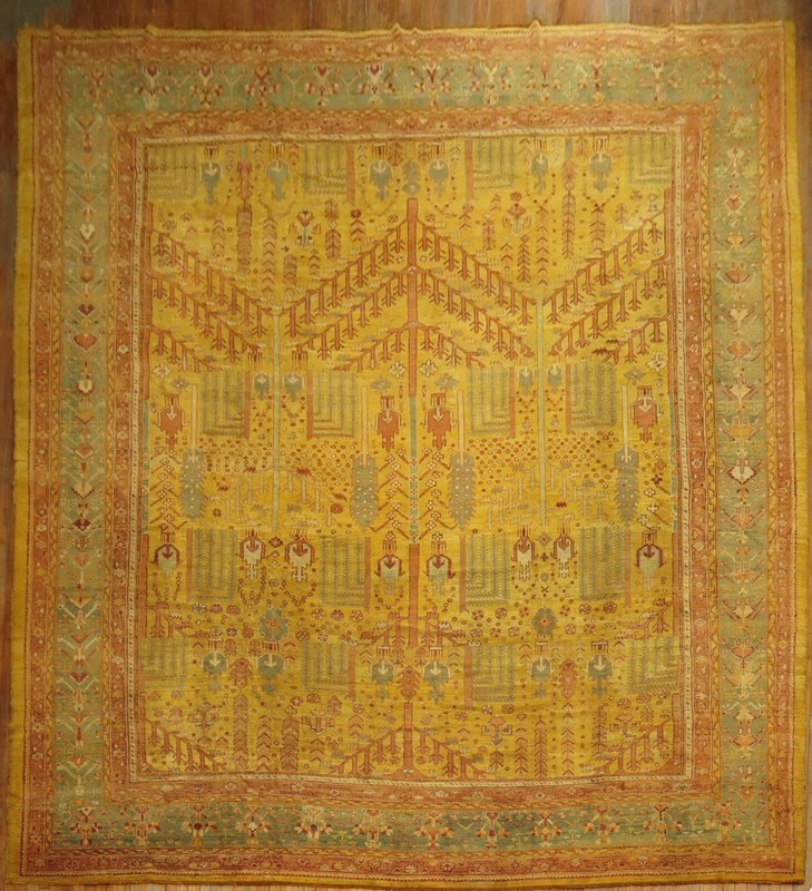 Antique WIllow Tree Turkish Oushak Ushak Rug Size 13'2''x17'3'' gallery