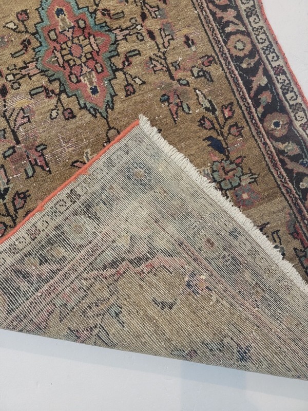 Antique Oriental Hand-Knotted Wool Area Rug Gold/Black/Green 2'6" x 5'2" gallery