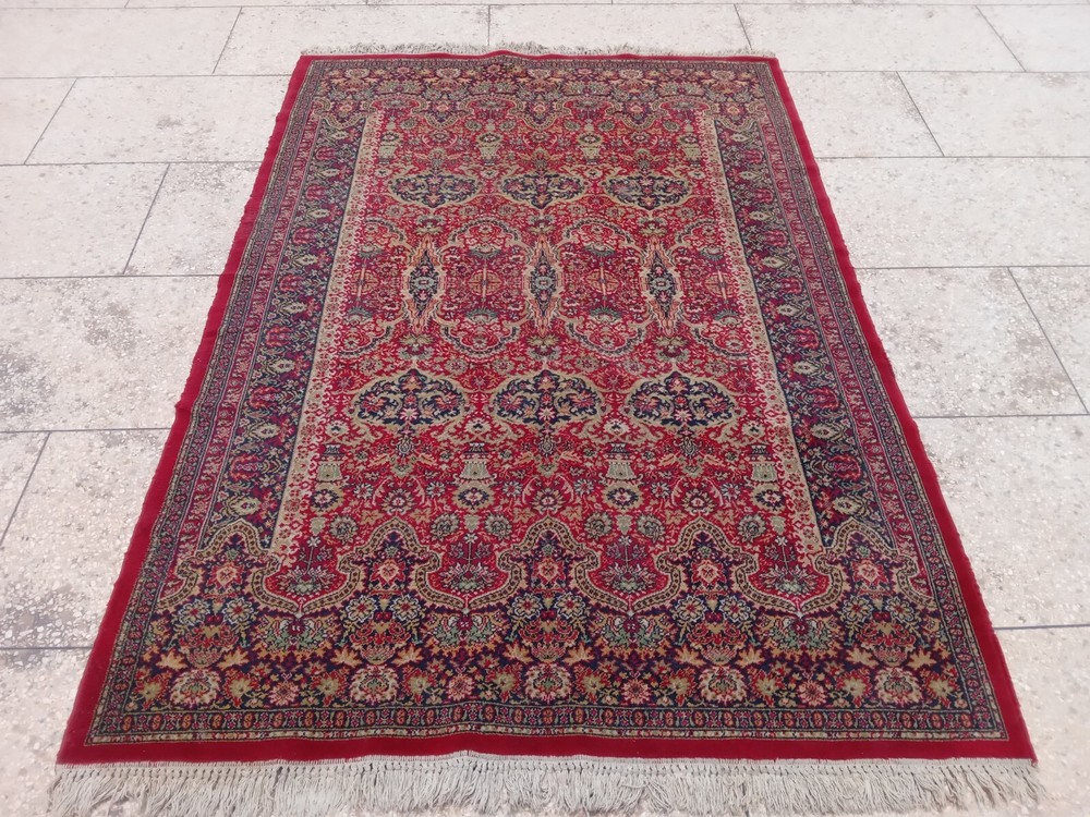 Traditional Vintage Red & Black Wool Handmade Oriental Rug 163 X 235 cm Carpet